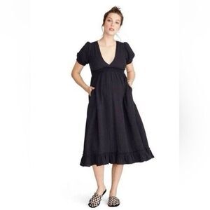 Hatch Maternity The Amelia Midi Dress Black Size 2 Cotton Gauze Minimalist Beach
